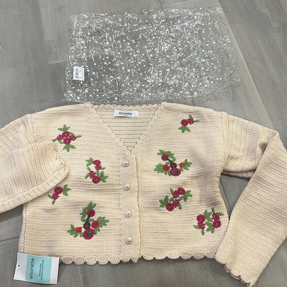 Storets Estella flower cropped cardigan